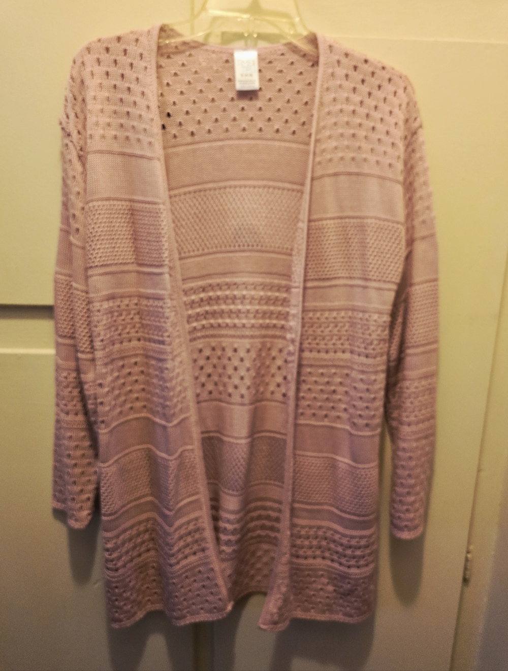 Time and Tru Light Dusty Pink Open-Knit Pullover Sweater